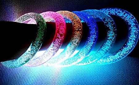 PRESKIN - LED Bangle (2 pieces), luminous bracelet, colorful flashing armlet, safety armring for backpack, bicycle, child and dog