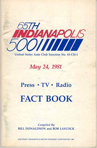 Press Packs 65th Indy 500 Press Fact Book 1981