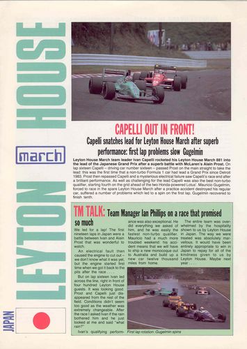 Press Packs Leyton House March Japanese Grand Prix 1989 Press Release