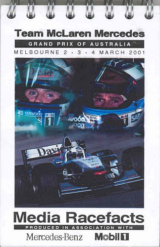 McLaren Melbourne 2001 Race Facts Notebook