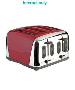 Deco 4 Slice Red Toaster