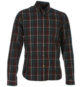 Pretty Green Burgundy, Brown and Blue Check Shirt