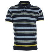Pretty Green Navy Stripe Pique Polo Shirt