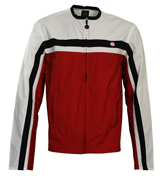 Pretty Green White, Red and Navy Collarless Jacket