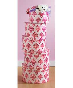 Pretty Pink Round Storage Boxes