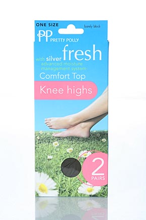Pretty Polly Ladies 2 Pair Pretty Polly Everyday Fresh Comfort Top Knee Highs In 2 Colours Natural