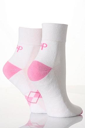 Pretty Polly Ladies 2 Pair Pretty Polly Fresh Silver Treated Running Socks In 2 Colours White / Blue