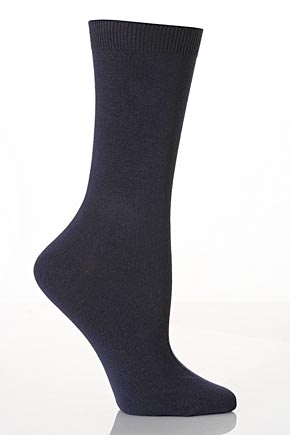 Pretty Polly Ladies 3 Pair Pretty Polly Fresh Silver Treated Everyday Cotton Socks In 2 Colours Navy