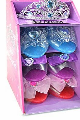 pretty princess Girls Pink Pretty Princess Shoes Diamante Dress Up Fancy Gift Set FREE POSTAGE (Set of 3 Shoes amp; Blue Tiara)