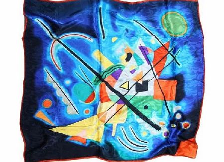 Prettystern P307 - 90cm Silk Scarf with Art Print abstract work - Wassily Kandinsky - Blue Painting