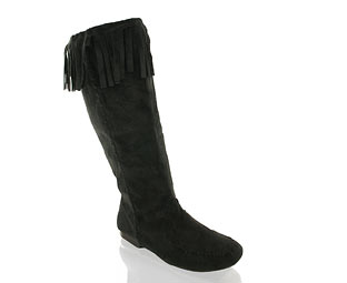 Priceless Fabulous Mid High Boot With Fringe Trim