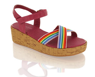 Priceless Funky Rainbow Sandal With Wedge Heel