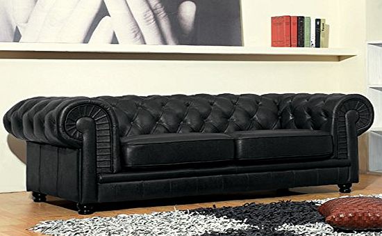prima sofas Chesterfield Black 3 Seater Leather Sofa
