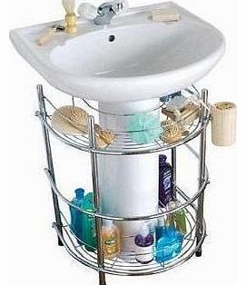 PRIME FURNISHING Bathroom Chrome Under Sink Caddy Basin Storage Shelving