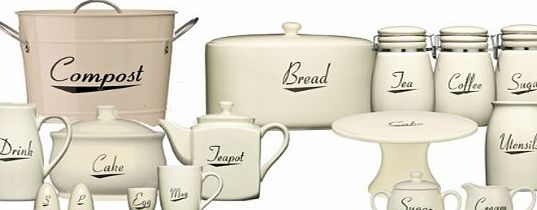 PRIME FURNISHING Brand New Cream Coronet Kitchen Ceramic Storage Canisters Jars Set Tea Coffee Sugar Bread Biscuit Ca