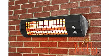 Primrose Firefly 1.8kW Wall Mounted Quartz Heater with 3 Power Settings - Black