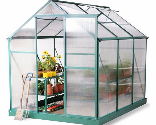 Primrose Lacewing 6 x 8 Traditional Green Aluminium Frame Greenhouse With Base
