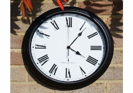 Primrose Perfect Time Radio Controlled Outdoor Garden Clock - Black - 38cm