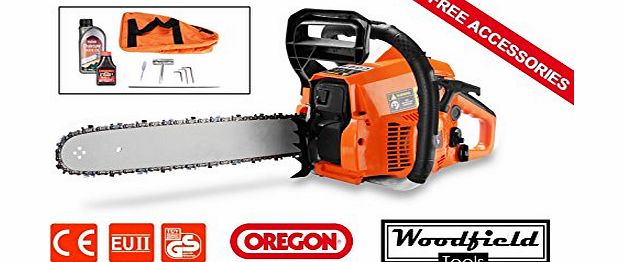 Woodfield 61.5CC Petrol Chainsaw with Oregon Chain and 20`` Bar 2.4kW