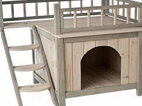 Prince This Indoor Wooden Dog / Cat House Den Finished in a Grey and White Colour is a Fairytale Wood Kennel For Your Cat or Dog. With a Roof Terrace and Cosy Bedroom, its a Home For Discerning Cats and Dogs