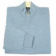 Light Blue Cashmere Zip Mock Turtleneck Sweater
