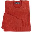 Red Cashmere Ribbed Crewneck Sweater