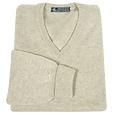 Stone Beige Cashmere V-neck Sweater