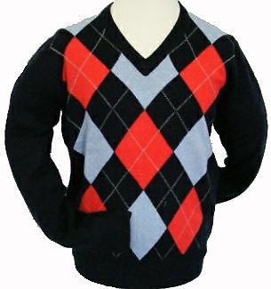 MCARTHY V-NECK ARGYLE LAMBSWOOL JUMPER Charcoal / X-Large