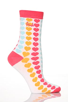 Pringle Ladies 2 Pair Pringle Carol Heart Patterned Socks In 6 Colours Navy