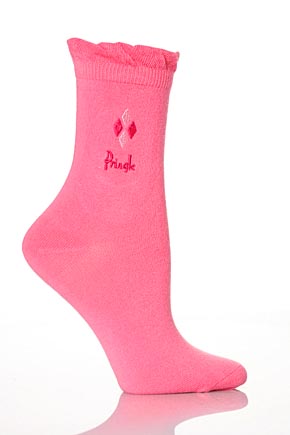 Pringle Ladies 2 Pair Pringle Kim Diamond Embroidered Socks In 2 Colours Watermelon