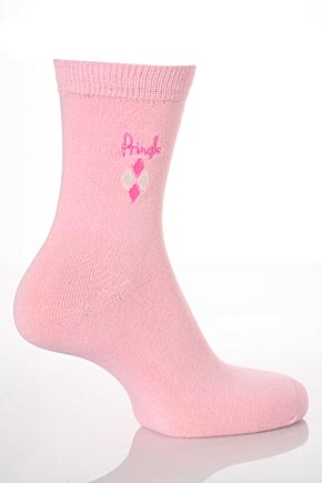 Ladies 2 Pair Pringle Rebecca Embroidered Argyle Socks In 6 Colours Charcoal