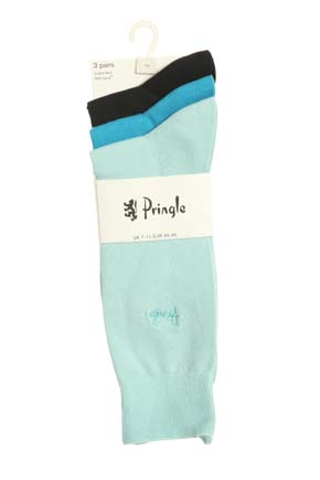 Pringle Mens 3 Pair Pringle Endrick Plain Trouser Sock Black / Cerise / Charcoal