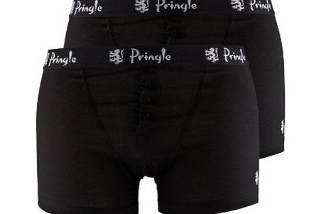 Pringle of Scotland Mens Pringle 3 Button Knitted Cotton Fitted Boxer Shorts - Medium - Black