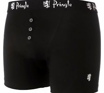 Mens Pringle 3 Button Knitted Cotton Fitted Boxer Shorts - Small - Black