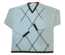 Pringle of Scotland V-Neck lions logo diamond knit