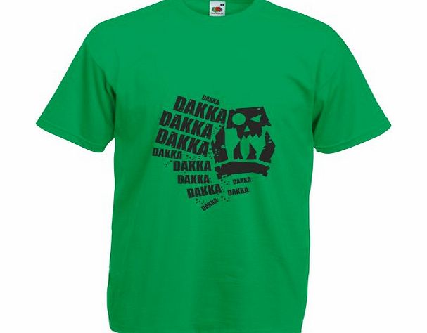 Print Wear Clothing Dakka Dakka Dakka, Mens Printed T-Shirt - Kelly Green/Black L