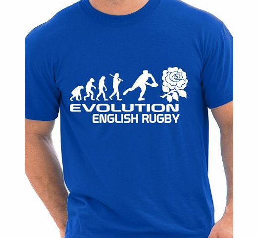 Print4U Evolution of English Rugby Adult/Mens T-Shirt Unisex Small Blue