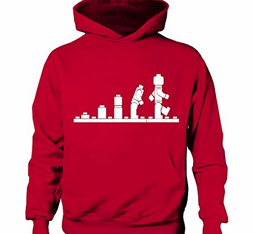 Print4U Evolution Of Lego Girls Boys Hoodie Age 9-11 Red
