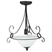 Priory Pendant Light Black Metal Effect 1X10W