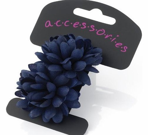 Pritties Accessories Pair of Gorgeous Navy Blue Flower Mini Hair Ponios - Many Colours Available
