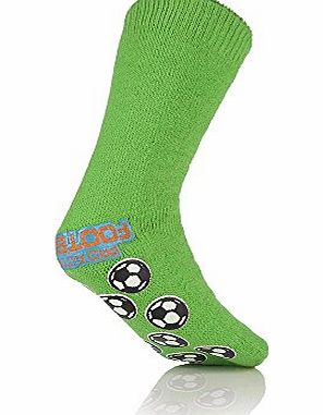 Pro Action Football Boys Pro Action Football Novelty Gripper Non Slip Slipper Socks One Size - Tube Fit - approx. size 9-6 (approx. age 4-12 Years) available in Red, Green, Blue, Black (02 Green)