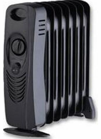 Pro Elec 700w black 700W Oil Filled Radiator Heater Metal Construction - Black