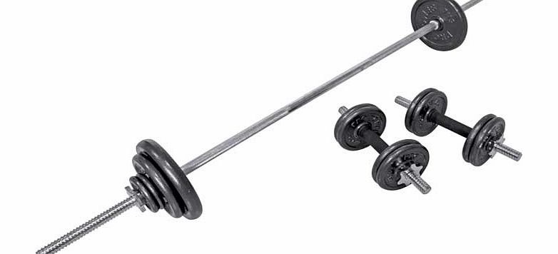 Pro Fitness Cast Bar and Dumbbell Set - 35kg