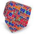 Blue and Red Flower Stripes Printed Silk Tie
