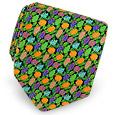 Prochownick Green and Orange Flowers Printed Silk Tie