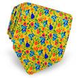 Yellow and Blue Orchids Floral Printed Silk Tie