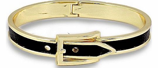 Procuffs Black Enamel Bangle Bracelet Belt Buckle Handcuff Leather Designer Womens