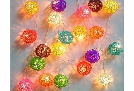 Product for you Mixed Colour Rattan Ball Fairy Light String Lights 20 Lanterns