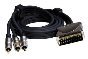 Profigold PGV522 1.5m Scart to 3x Phono Cable