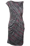 Promod PRINCIPLES - Grey Black And Pink Slinky Jersey Dress - Multicoloured - Size 12